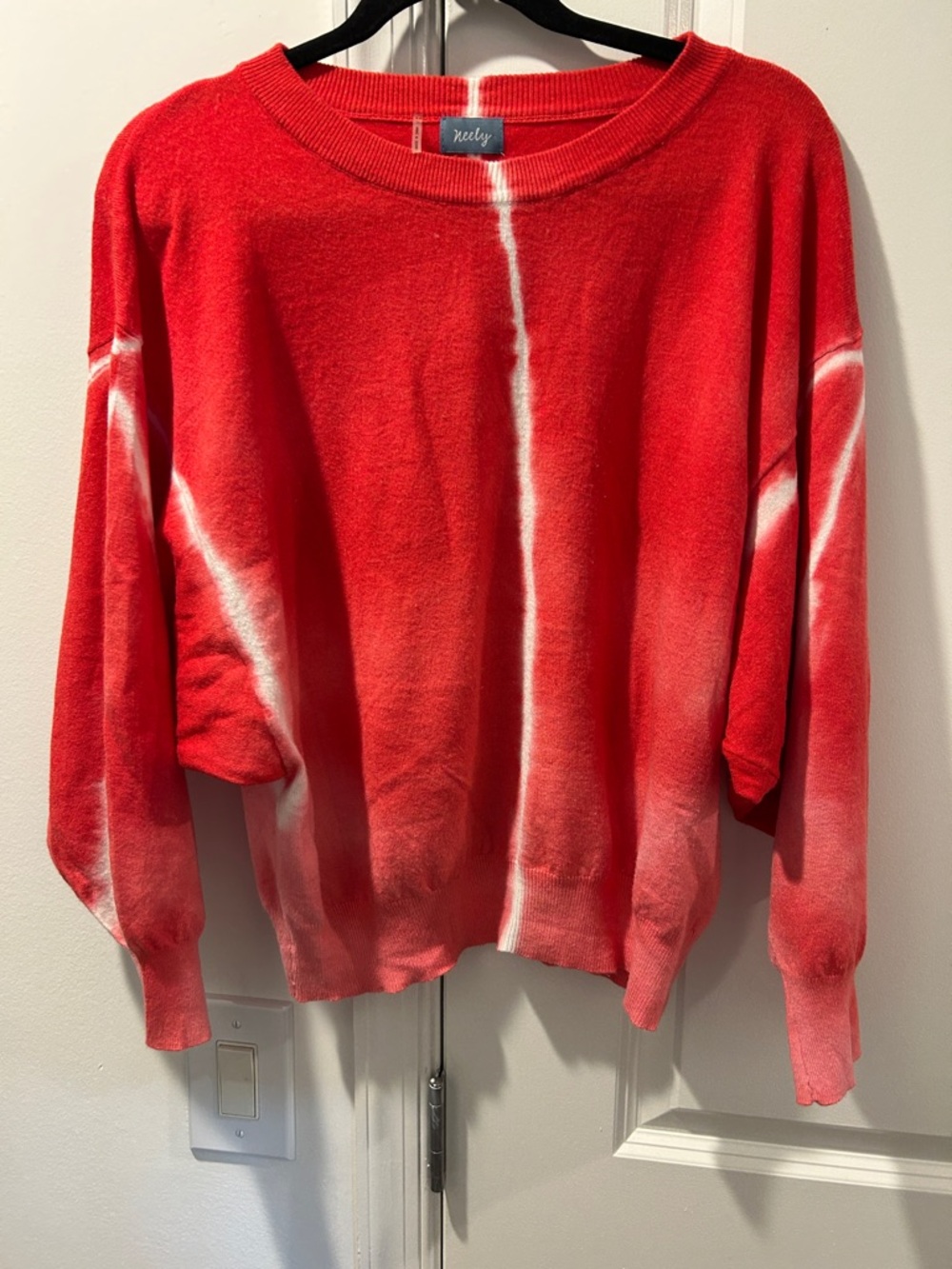 Red Tie-Dye Crewneck Sweater